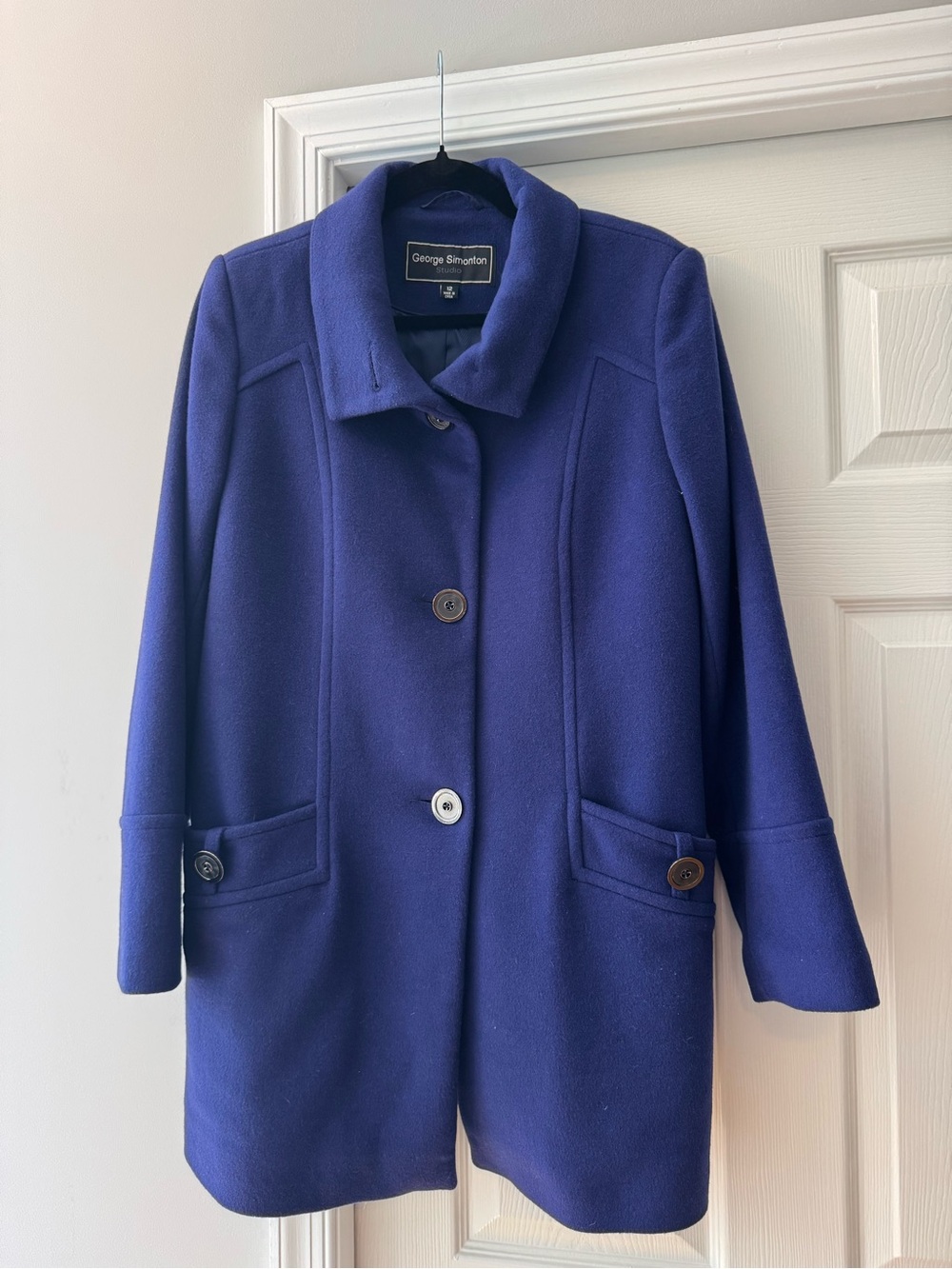 Women's George Simonton Royal Navy Wool Coat, size 12